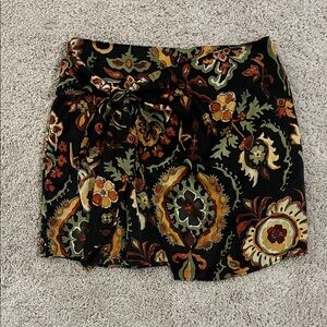 Zara Floral Mini Skirt - Black and Orange